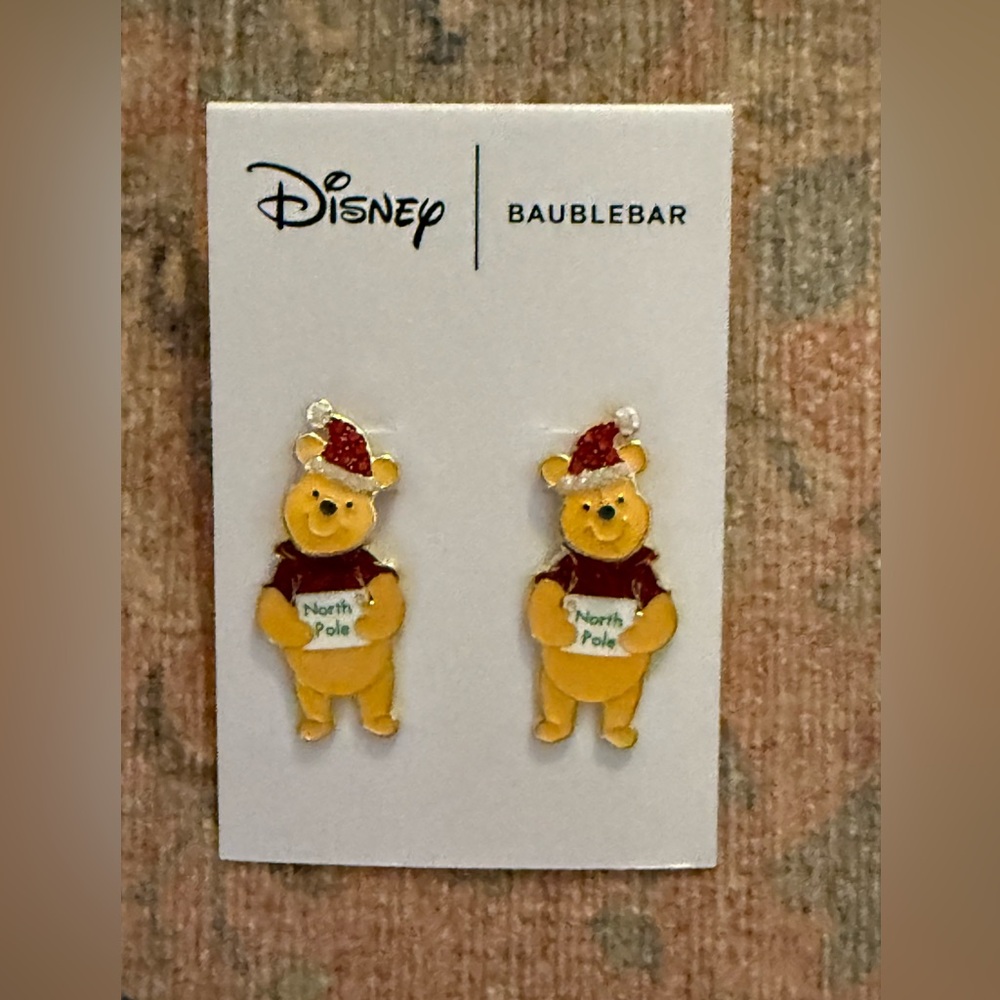 Disney X Baublebar Holiday Winnie The Pooh Holding North Pole Dangling Earrings